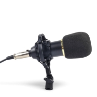 Микрофон конденсаторный Music Life золотой: кабель, ветрозащита, стойка