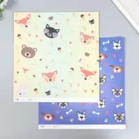 Бумага для скрапбукинга двусторонняя "Лесные звери и пёсики" плотность 180 гр 30,5х32 см