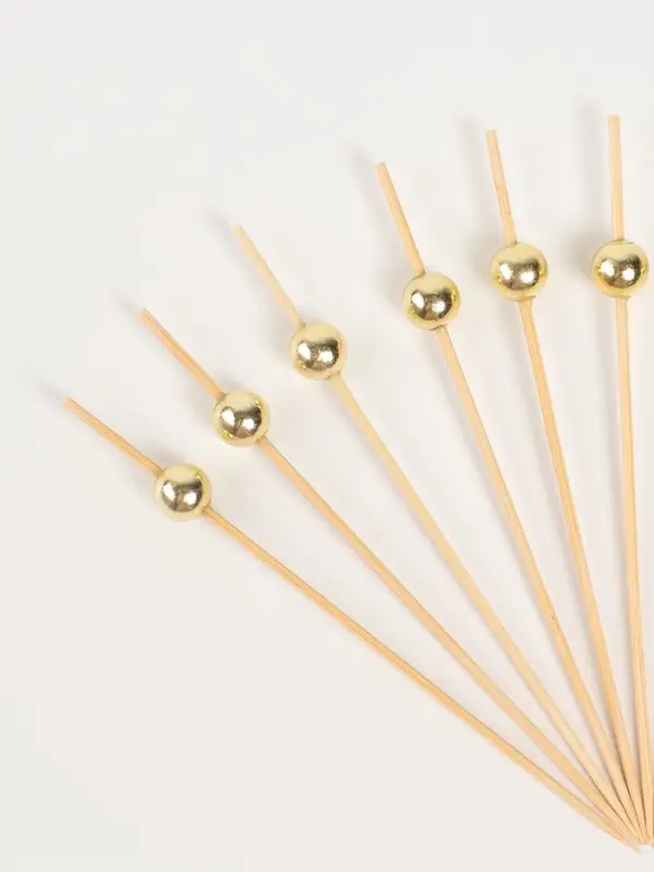 Шпажки деревянные "Жемчужина" , 12 см, набор 12 шт цвет золото