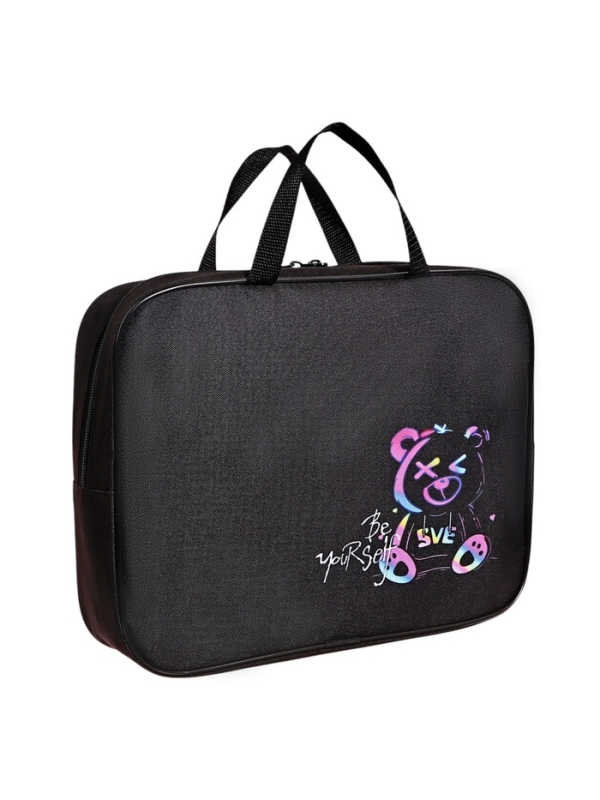 Папка с ручками текстильная А4, 350&times;270&times;80 мм, Stavia &laquo;Неоновый медведь&raquo;