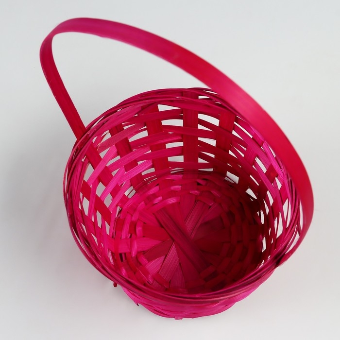 Корзина плетеная, D17 х 9 х 30 см, розовая, бамбук Корзина плетеная, D17 х 9 х 30 см, розовая, бамбук