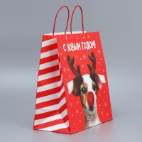 Пакет подарочный новогодний крафтовый &laquo;Олень ты&raquo;, 28 х 32 х 15 см
