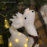 Светодиодная фигура &laquo;Олень&raquo; 16 &times; 30 &times; 9 см, флок, батарейки CR2032х2 (в комплекте), свечение тёплое белое