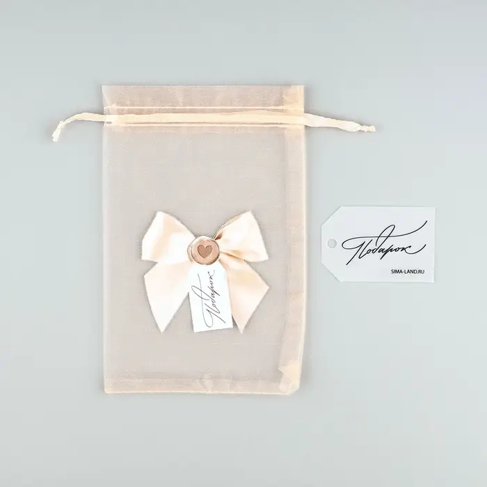 Мешочек подарочный из фатина с термонаклейкой &laquo;Бант&raquo;, 11 х 16 см +/- 1.5 см