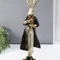 Сувенир полистоун "Заяц с чашкой чая" 13,5х11х46,5 см