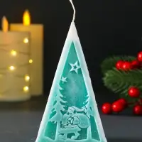 Свеча новогодняя пирамида Дед Мороз"6х6,5х12 cм, тиффани