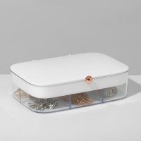 Подставка для украшений «Шкатулка» 2 яруса, 30 ячеек, 18×14×5 см, пластик, цвет белый Подставка для украшений «Шкатулка» 2 яруса, 30 ячеек, 18×14×5 см, пластик, цвет белый