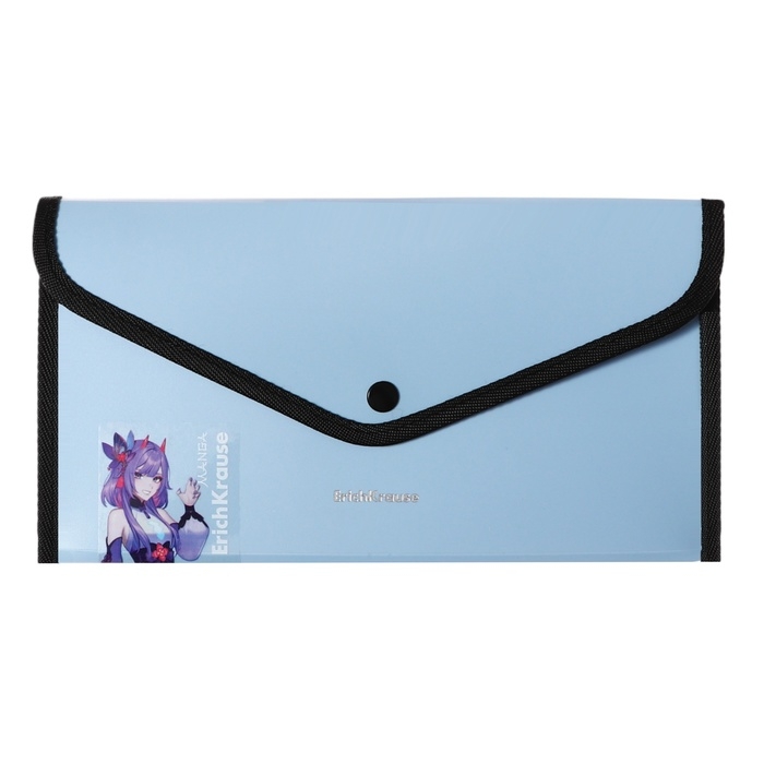 Папка-конверт на кнопке 260 х 140 мм (Travel), 600 мкм, ErichKrause "Matt Manga", с расширением, непрозрачная, тиснение "песок", микс