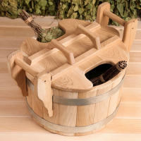 Запарник из дуба, премиум, 23л, с крышкой, на два веника Запарник из дуба, премиум, 23л, с крышкой, на два веника