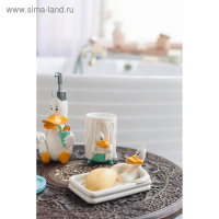 Набор аксессуаров для ванной комнаты &laquo;Утиные истории&raquo;, 4 предмета (дозатор 200 мл, мыльница, стакан, подставка для щёток), цвет белый