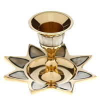 Подсвечник с перламутром "Звезда" на 1 свечу, латунь 9,5х9,5х6,5 см