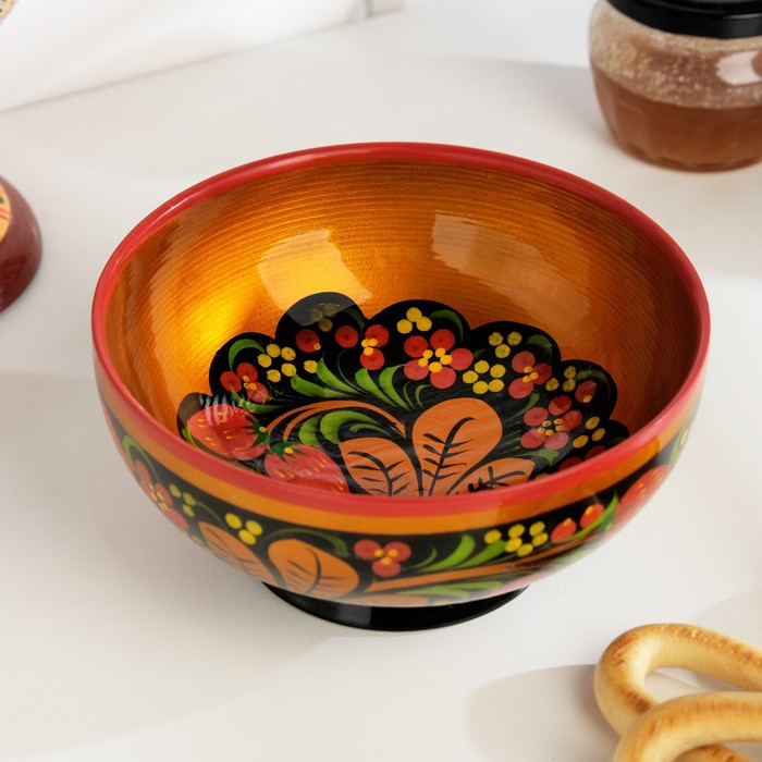 Салатник, средний, 14&times;7,5 см, хохлома