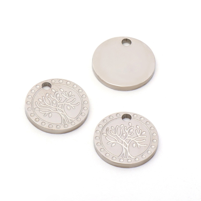 Подвеска &laquo;Монетка&raquo; дерево, набор 3 шт., цвет серебро