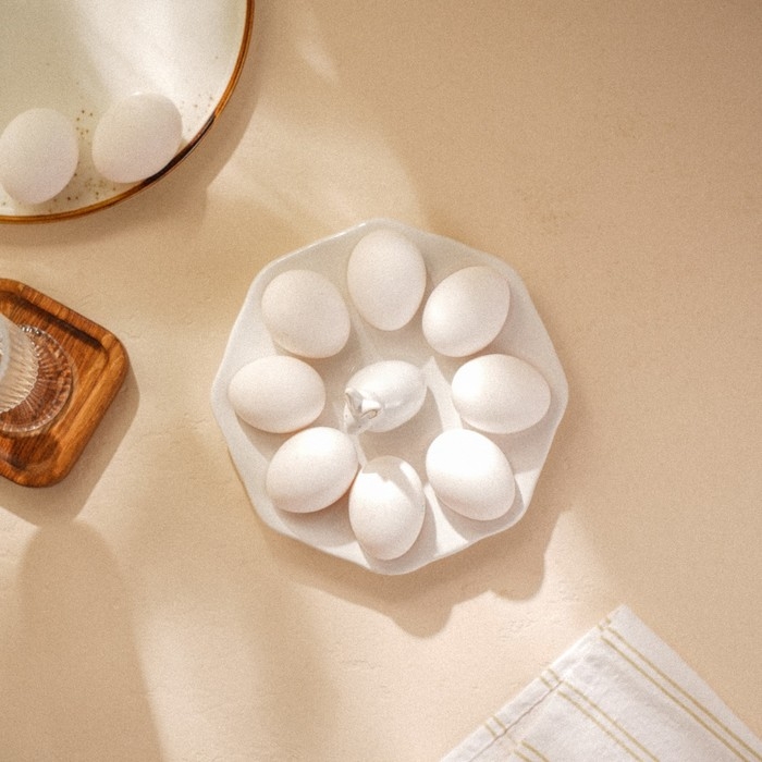 Подставка для яиц керамическая SL Home &laquo;Пасхальные кролики&raquo;, 19&times;9 см, 8 ячеек, цвет белый