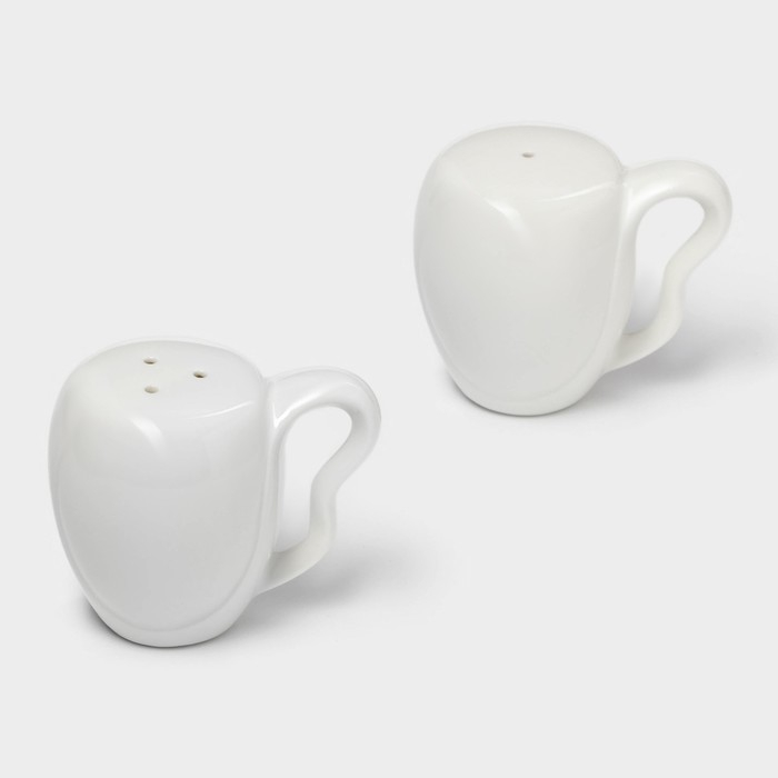 Набор фарфоровый для специй на бамбуковой подставке BellaTenero &laquo;Баночки&raquo;, 2 предмета: солонка 110 мл, перечница 110 мл, держатель-подставка, цвет белый