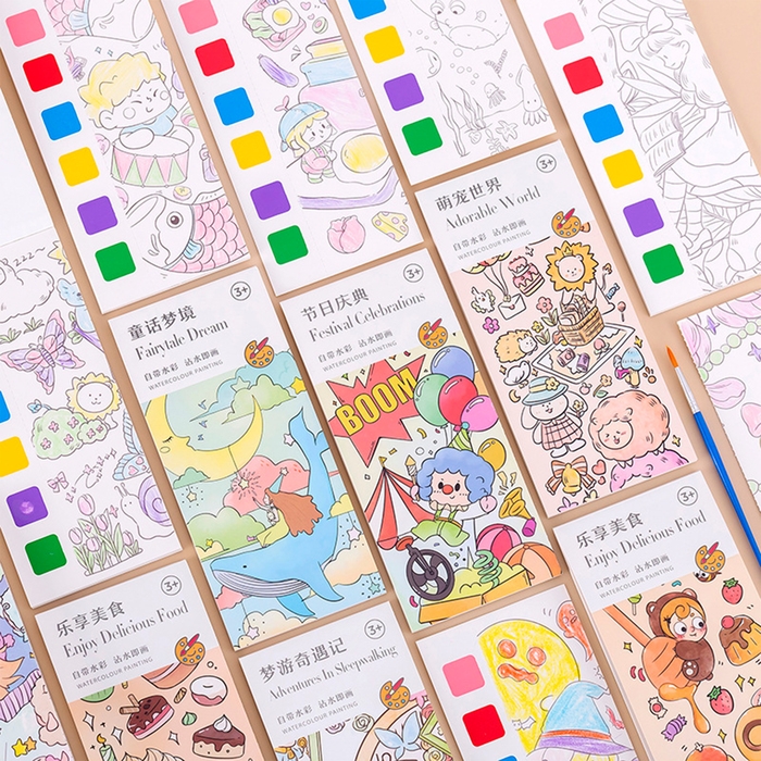 Водная раскраска &laquo;Закладки&raquo;, 10 листов, кисточка, виды МИКС