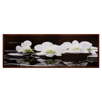 Картина "Орхидеи на чёрных камнях" 57*157 см рамка МИКС