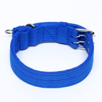 Ошейник четырехслойный с вертлюгом, 65 х 4 см, ОШ 54-60 см, полиэстер, синий