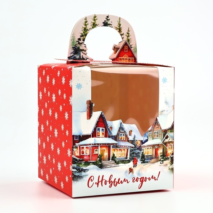 Коробка новогодняя складная &laquo;Город&raquo; 14 х 16 х 14 см, Новый год