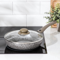 Сковорода Onyx, d=24 см, съёмная ручка, стеклянная крышка, антипригарное покрытие, цвет серый Сковорода Onyx, d=24 см, съёмная ручка, стеклянная крышка, антипригарное покрытие, цвет серый