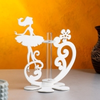 Кашпо деревянное 13.5&times;13&times;22 см с 1 колбой "Балерина", белый Дарим Красиво