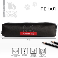 Пенал школьный из искусственной кожи &laquo;1 сентября: Кот&raquo;, 19 х 8 х 3 см