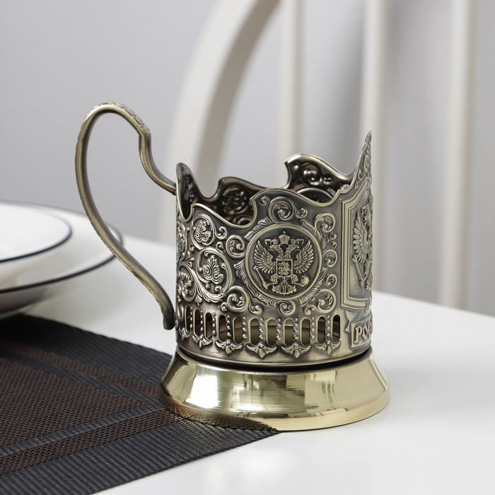 Подстаканник &laquo;Герб РФ&raquo;, d=61 мм, латунный