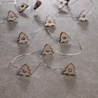 Гирлянда &laquo;Нить&raquo; 2 м роса с насадками &laquo;Ёлочка&raquo;, IP20, серебристая нить, 20 LED, батарейки ААх2 (нет в комплекте), свечение тёплое белое