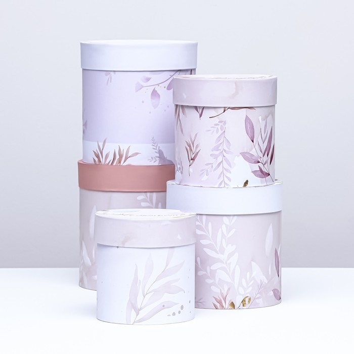 Набор круглых коробок 5 в 1 Набор круглых коробок 5 в 1 "Умиротверение" ,19,5 х 19,5 - 14 х 14 см