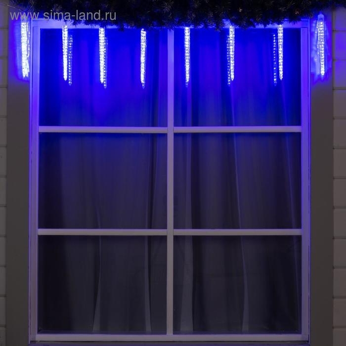 Гирлянда &laquo;Сосульки рифленые&raquo; 2.5 &times; 0.3 м, IP65, прозрачная нить, 192 LED, свечение синее с эффектом стекания, 12 В