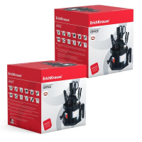 Набор настольный ErichKrause Office, 14 предметов, вращающийся, серый Набор настольный ErichKrause Office, 14 предметов, вращающийся, серый