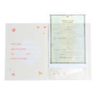 Папка для свидетельства о рождении &laquo;Медвежонок&raquo;, 23,5 х 31,5 см.