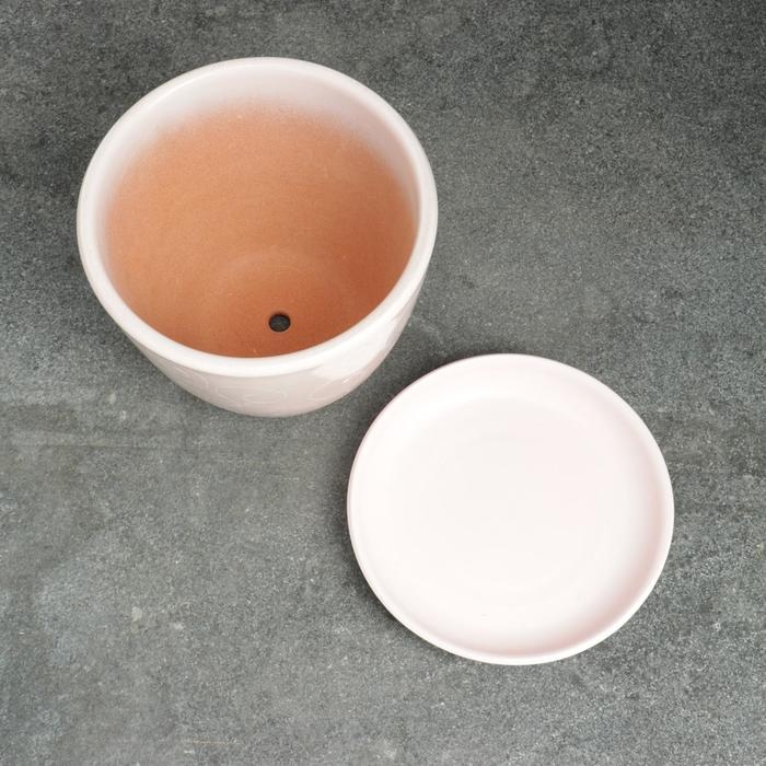 Горшок для цветов &laquo;Витраж&raquo;, 1 л, d=15 см, h=13 см, керамический, с поддоном, бежевый