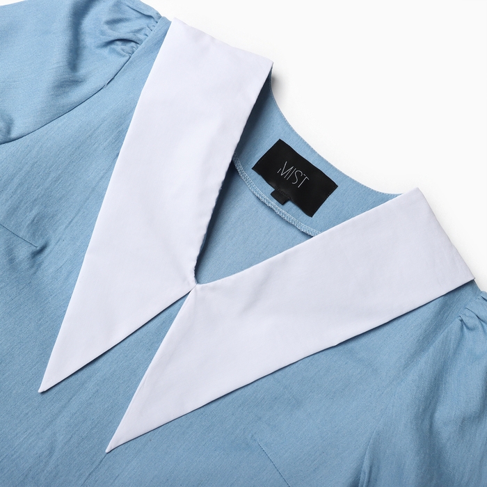 Платье женское джинсовое с воротником MIST, р.48, светло-голубой Платье женское джинсовое с воротником MIST, р.48, светло-голубой