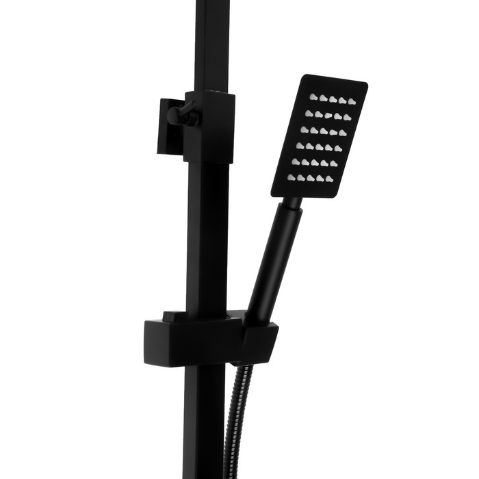 Душевая система ZEIN Z1006, смеситель, тропическая и ручная лейка, стойка, черный Душевая система ZEIN Z1006, смеситель, тропическая и ручная лейка, стойка, черный