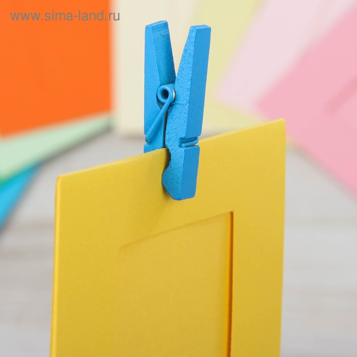 Набор фоторамок на прищепках "Цветные моменты", веревка: 2,5 м, прищепки: 0,6 &times; 3.5 &times; 0.8 см, фоторамки 10 шт., для фото 8,8 &times; 9,3 см