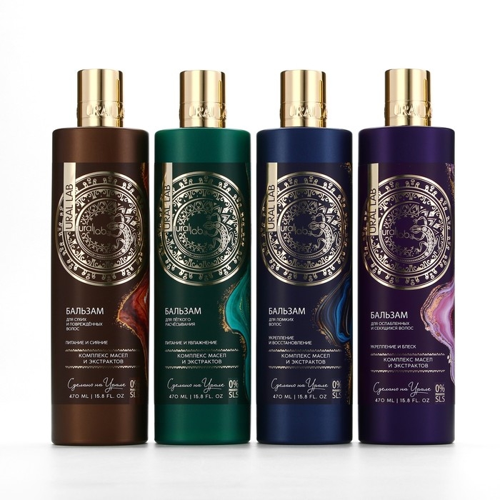 Шампунь для волос с экстрактом мелиссы, защита, питание и рост, 410 мл, URAL LAB