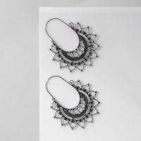 Серьги металл «Восток» солнце, цвет чернёное серебро Серьги металл «Восток» солнце, цвет чернёное серебро