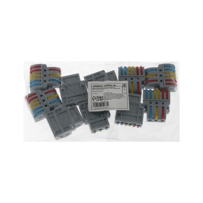 Клемма электрическая проходная, 32А, 0,08-4 мм2, фаза/ноль/земля, 2 ввод 3 вывод, наб. 10 шт 1010547 Клемма электрическая проходная, 32А, 0,08-4 мм2, фаза/ноль/земля, 2 ввод 3 вывод, наб. 10 шт 1010547