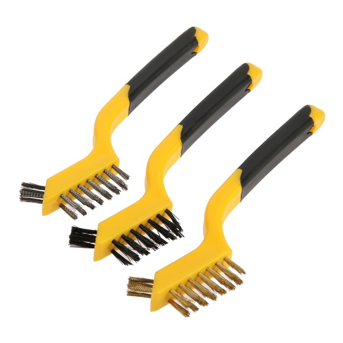 Набор щеток металлических ручных ТУНДРА, двухкомпонентные рукоятки, малые, 3 шт. Набор щеток металлических ручных ТУНДРА, двухкомпонентные рукоятки, малые, 3 шт.