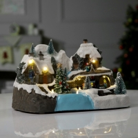 Светодиодная фигура &laquo;Новогодние магазины&raquo; 31 &times; 27 &times; 21 см, полистоун, батарейки ААх3 (не в комплекте), USB, свечение тёплый белый