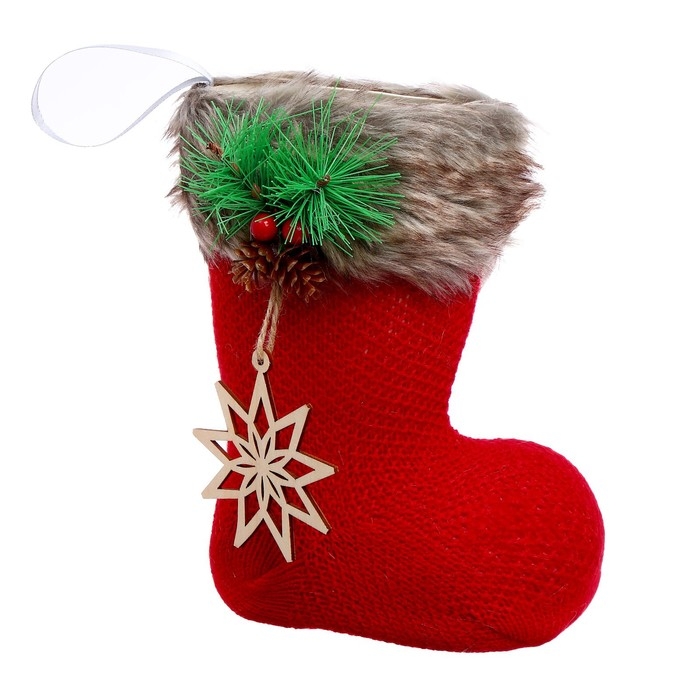 Конфетница &laquo;Сапожок&raquo;, с деревянным элементом, цвет красный