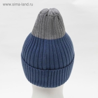 Шапка для мальчика, цвет индиго/светло-серый, размер 48-52 см Шапка для мальчика, цвет индиго/светло-серый, размер 48-52 см