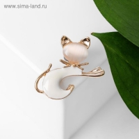 Брошь «Кошечка», цвет белый в золоте Брошь «Кошечка», цвет белый в золоте