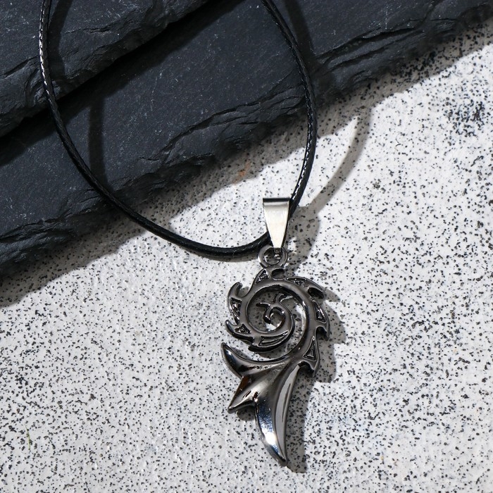 Кулон унисекс &laquo;Дракон&raquo; пламя, цвет серый на чёрном шнурке, 44 см