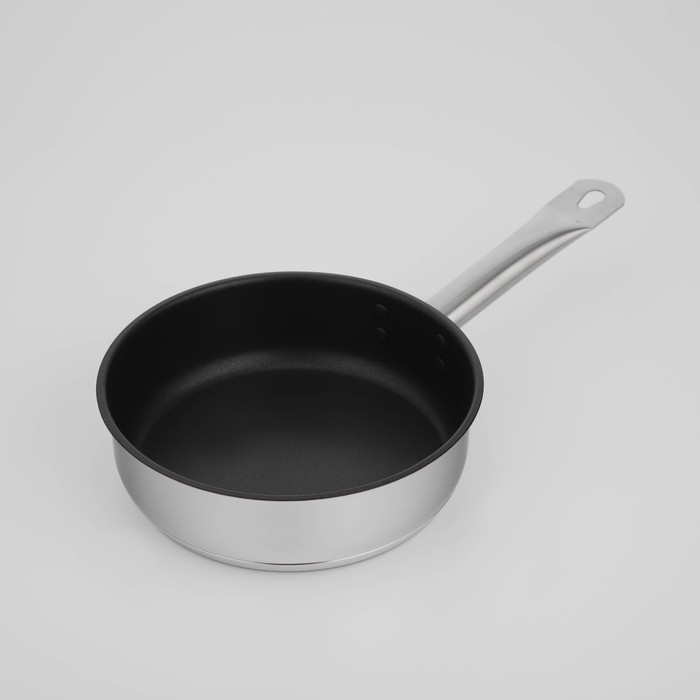 Сковорода &laquo;Общепит&raquo;, d=20 см, h=6 см, корпус 0,6 мм, дно ТРС 3,5 мм, антипригарное покрытие, индукция