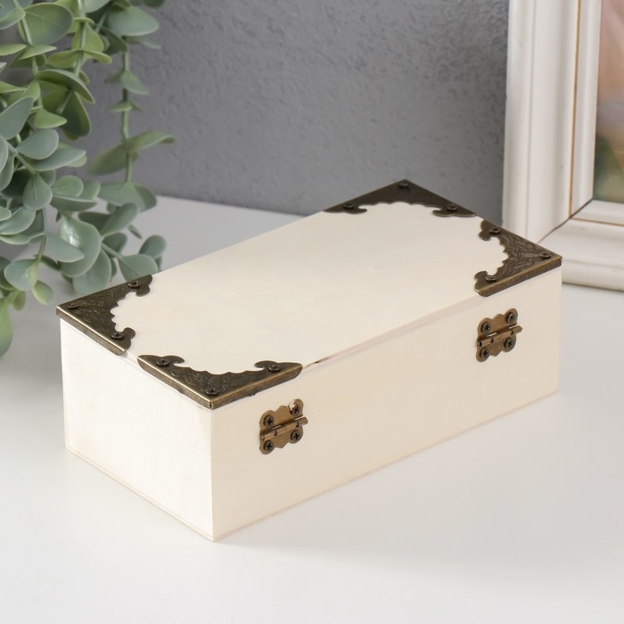 Шкатулка для росписи дерево "С уголками" 5,5х16х8,5 см