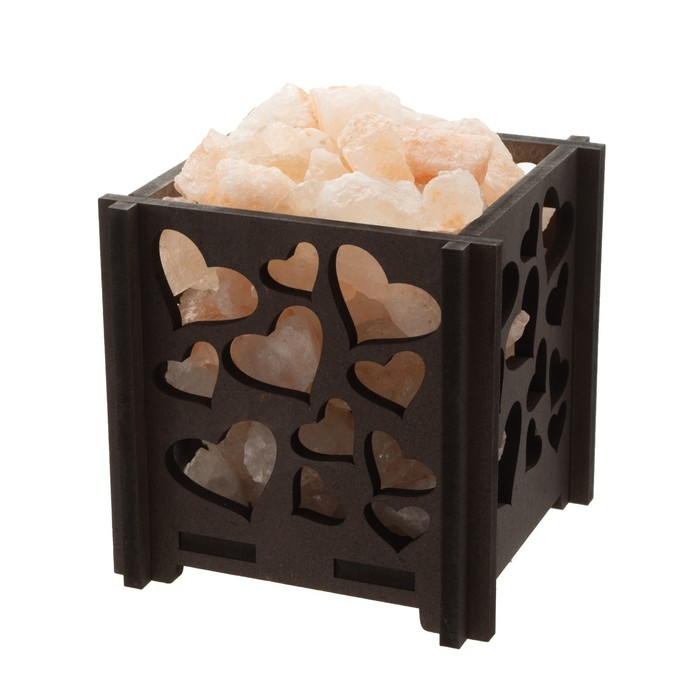 Соляной светильник с диммером Соляной светильник с диммером "Корзина. Сердца" 1,8кг, 15Вт, 15х12х12 см
