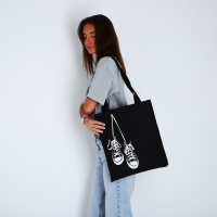 Сумка шопер &laquo;Кеды&raquo;, 35х0.5х40 см, отд без молнии, без подклада, чёрная