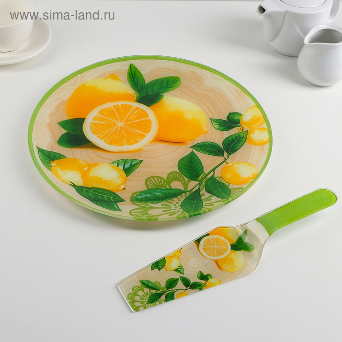 Тортовница стеклянная с лопаткой Доляна &laquo;Дольче&raquo;, d=30 см, лопатка 26,5&times;7 см